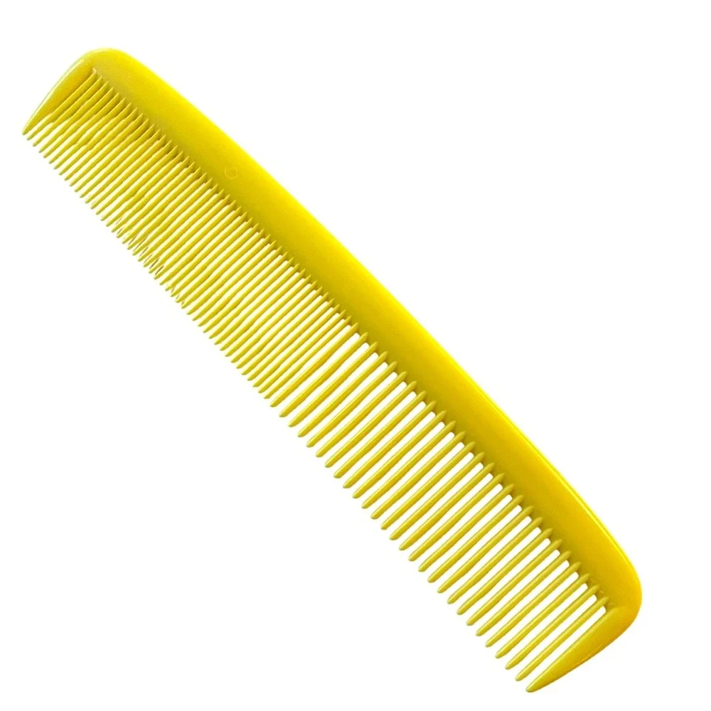 Vintage yellow Plastic‎ Hair Comb USA Wide Purse Pocket Unbreakable USED